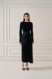 LIIA SILK-BLEND MIDI WRAP SKIRT