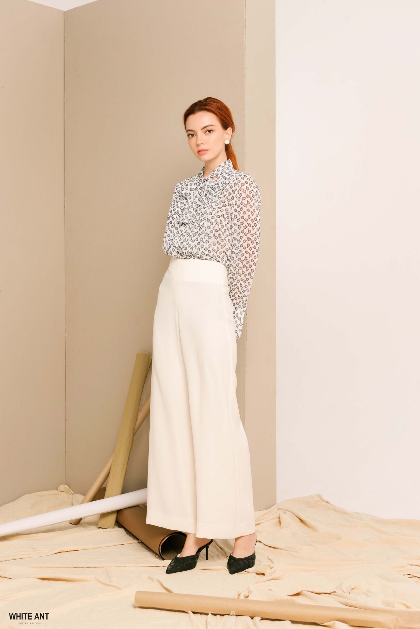 Quần Suông Cạp Liền Nữ White Ant  MILCAH WIDE LEG TROUSERS 160200103.100