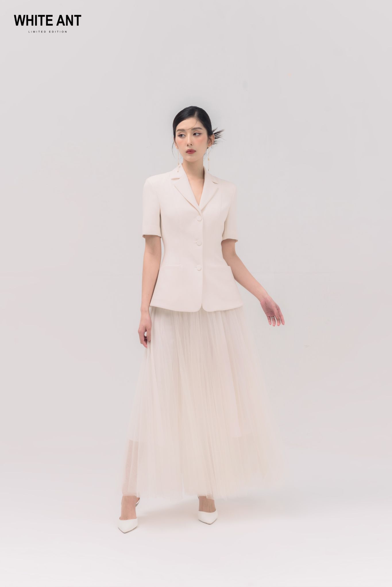 Chân Váy Xòe Lưới Nhật Nữ White Ant XENXI CIRCULAR SKIRT 111230002