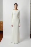 MOLLYA BACKLESS DRAPED WHITE DRESS