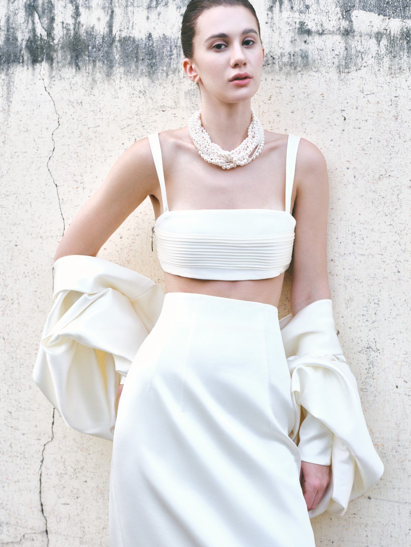 LINRI SILK SATIN LONG CAPE