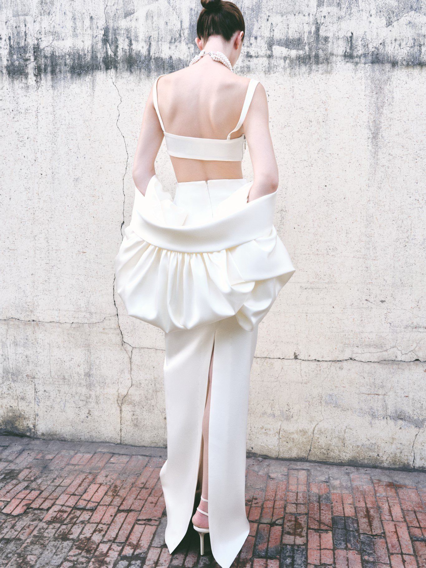 LINRI SILK SATIN LONG CAPE