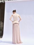 LILA SAND JACQUARD PEPLUM