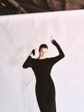 LIRNA EMB DRAPED LONG DRESS
