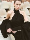 LINRI SILK SATIN LONG CAPE