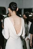 MOLLYA BACKLESS DRAPED WHITE DRESS