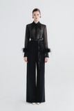 ESBER LONG SLEEVE FEATHER BLOUSE