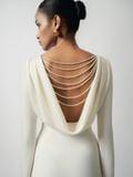 MOLLYA BACKLESS DRAPED WHITE DRESS