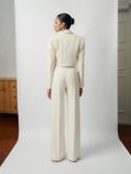 HYAT EMB WOOL WIDE- LEG PANTS