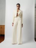 HYAT EMB WOOL WIDE- LEG PANTS