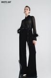 ESBER LONG SLEEVE FEATHER BLOUSE