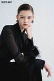 ESBER LONG SLEEVE FEATHER BLOUSE