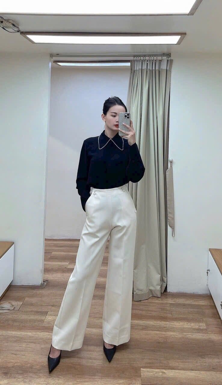 Quần Suông Đứng Nữ White Ant BYBY DIOR WIDE LEG PANTS 160400004