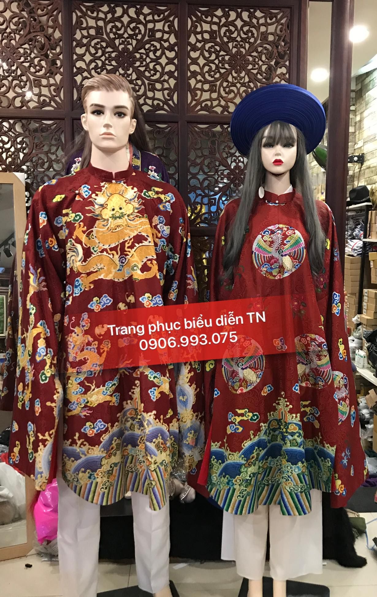 NB06 - Áo Tấc Rồng Nam Nữ Đỏ Đô