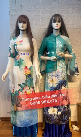  AD20 - Trang phục Áo Dài Nữ Trắng Sen Tay Xẻ 