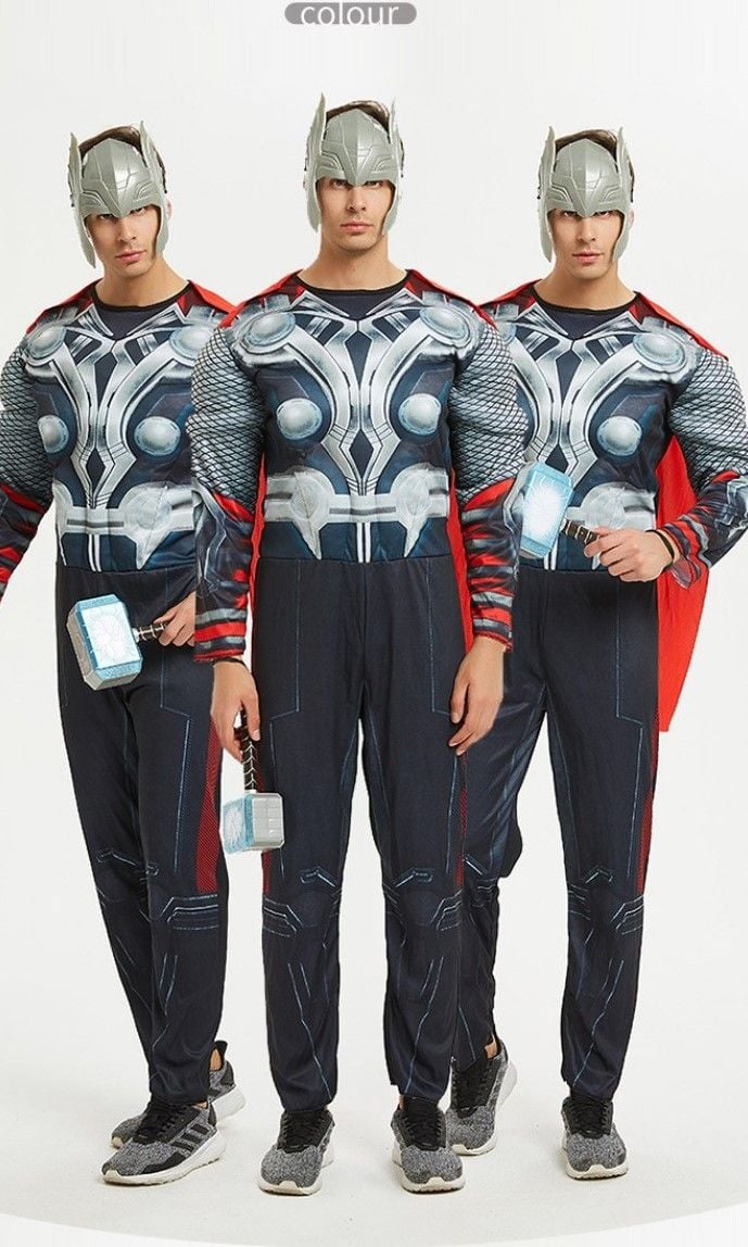 SAH006 - Trang Phục Hóa Trang Thần Sấm Thor Người Lớn Cơ Bắp, Bộ Đồ Hóa Trang Siêu Anh Hùng