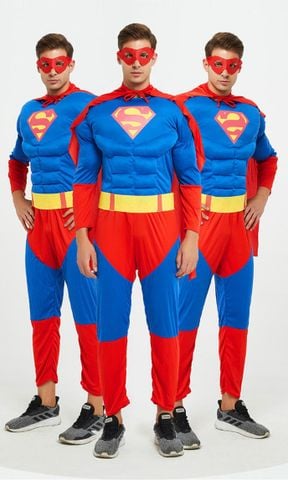  SAH007 - Trang Phục Hóa Trang Siêu Nhân Super Man Người Lớn Cơ Bắp, Bộ Đồ Hóa Trang Siêu Anh Hùng 