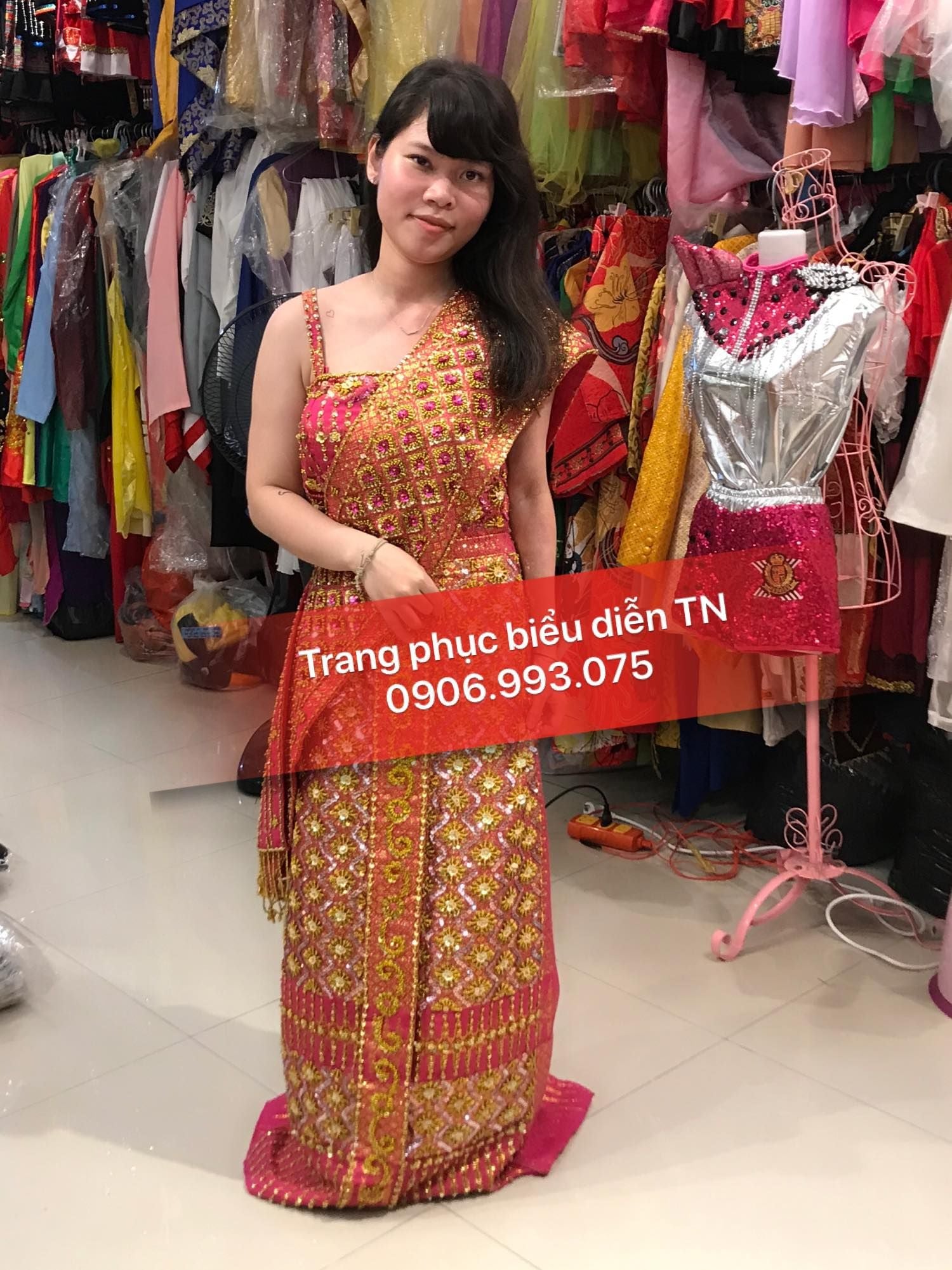 NN92 - Trang Phục Campuchia/Khmer Hồng Sen