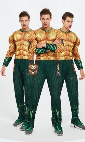  SAH013 - Trang Phục Hóa Trang Aquaman Người Lớn Cơ Bắp, Bộ Đồ Hóa Trang Siêu Anh Hùng 