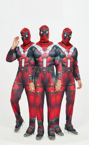  SAH011 - Trang Phục Hóa Trang Deadpool Người Lớn Cơ Bắp, Bộ Đồ Hóa Trang Siêu Anh Hùng 