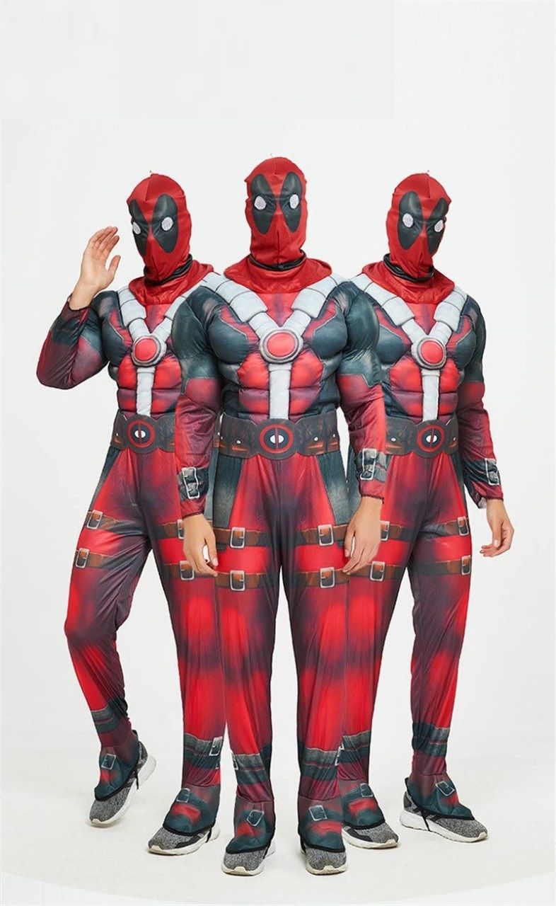 SAH011 - Trang Phục Hóa Trang Deadpool Người Lớn Cơ Bắp, Bộ Đồ Hóa Trang Siêu Anh Hùng