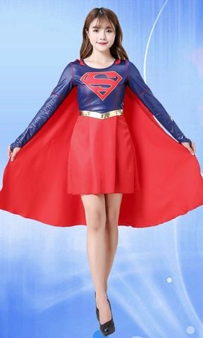  SAH015 - Trang Phục Hóa Trang Super Woman Người Lớn, Bộ Đồ Hóa Trang Siêu Anh Hùng 