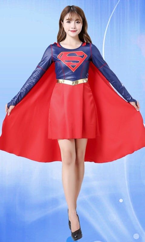 SAH015 - Trang Phục Hóa Trang Super Woman Người Lớn, Bộ Đồ Hóa Trang Siêu Anh Hùng