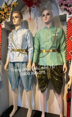  NN108 - Trang Phục Thái Lan Nam Màu Xanh Dương Nhạt + Xanh Ngọc 