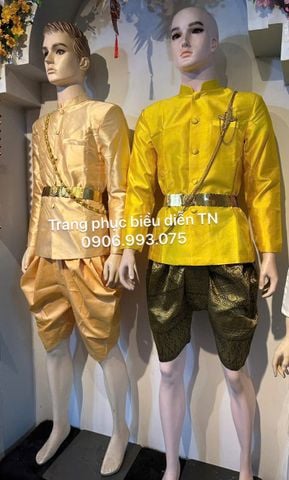  NN104 - Trang Phục Khmer Nam Màu Vàng Chanh + Kem 