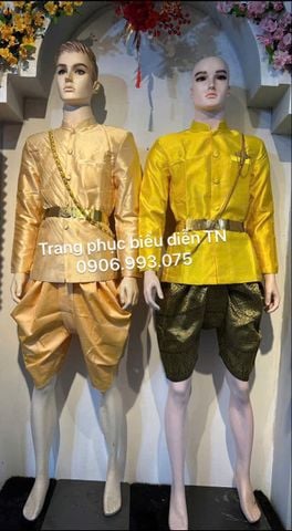  NN104 - Trang Phục Khmer Nam Màu Vàng Chanh + Kem 