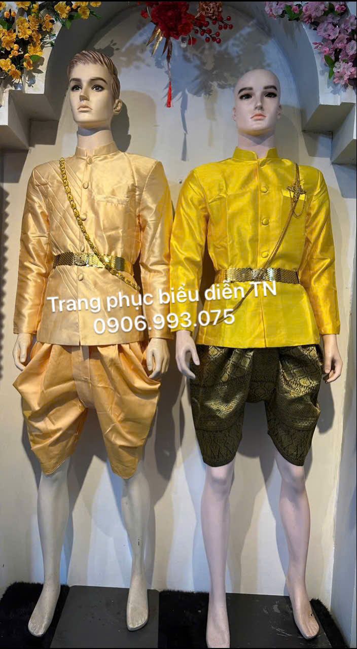 NN104 - Trang Phục Khmer Nam Màu Vàng Chanh + Kem