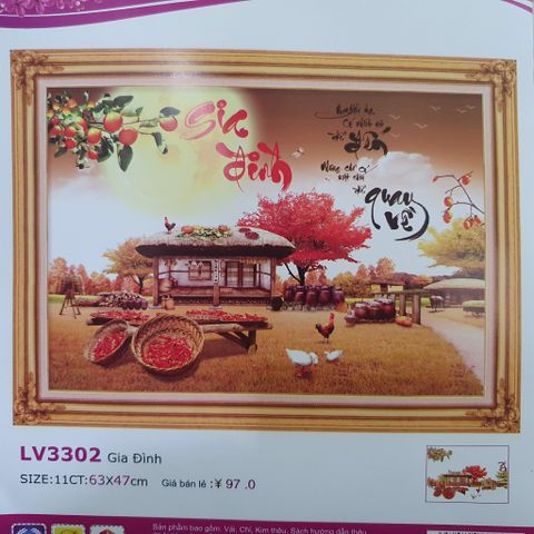 Tranh thêu chữ thập Gia đình LV3302 size 63x47cm