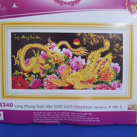 Tranh thêu chữ thập Long phụng sum vầy nền đen LV3340 size 100x54cm