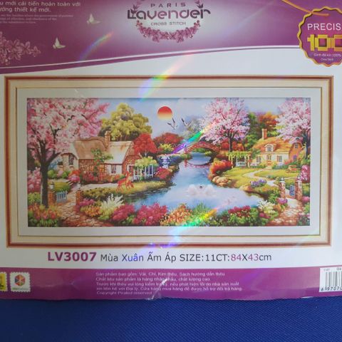 Tranh thêu chữ thập Mùa xuân ấp áp LV3007 size 84x43cm