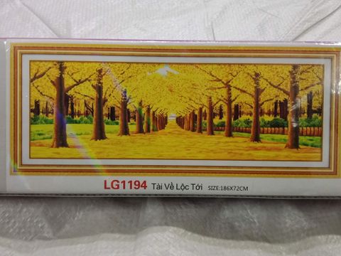 Tranh đính đá tài về lộc tới ( rừng cây lá vàng) LG-1194 size 186x72 cm