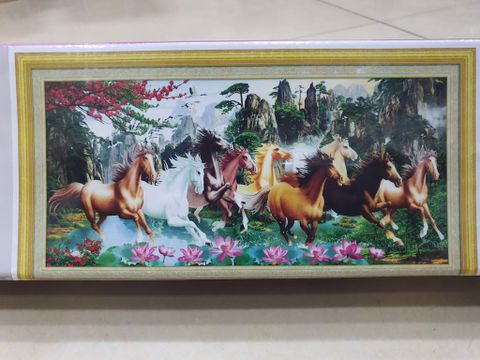 Tranh đính đá phong thuỷ mã đáo thành công A005 size 120x60cm