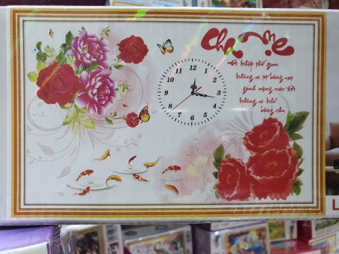 Tranh đính đá Đồng hồ Cha mẹ hoa hồng LG-1633 size 75x50cm