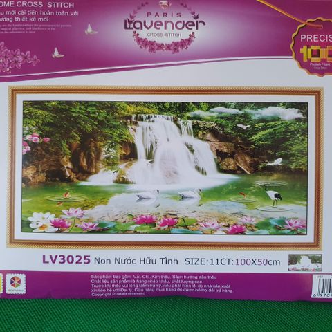 Tranh thêu chữ thập Non nước hữu tình LV3025 size 100x50cm