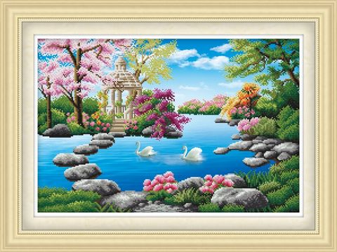 Tranh thêu chữ thập tiên cảnh 53395 size 62x45cm