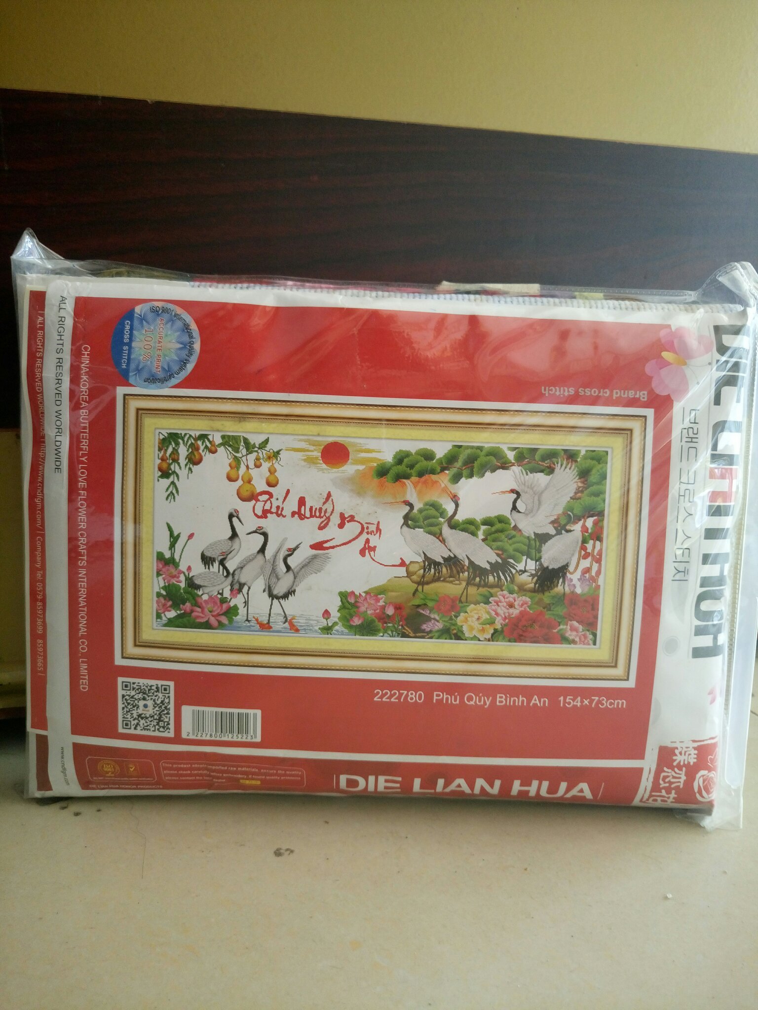 Phú quý bình an tranh thêu chữ thập DLH 222780