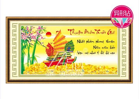 Tranh gắn đá Ailuo Thuận buồm xuôi gió (Thuyền vàng) 77529