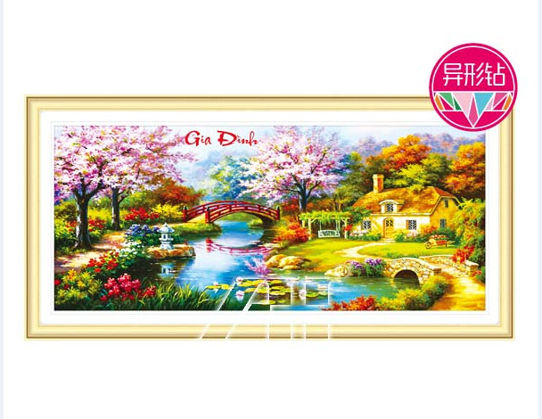 Tranh gắn đá Ailuo phong cảnh Gia đình 77488