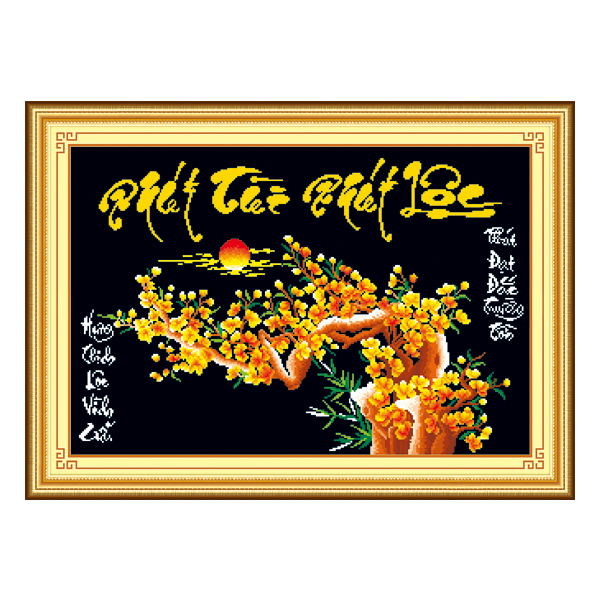 Tranh thêu chữ thập Ailuo Phát tài Phát lộc 53381