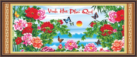 Tranh gắn đá Ailuo Vinh hoa phú quý 77472 size 90x42cm