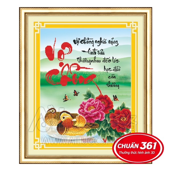 Tranh thêu chữ thập Ailuo Thư pháp Vợ chồng 53291