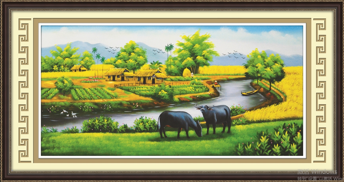 Tranh gắn đá KIAI loại chưa làm Làng Quê 88556