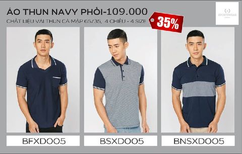  Áo thun nam cổ Navy phối S.BASIC Sportswear Concept 