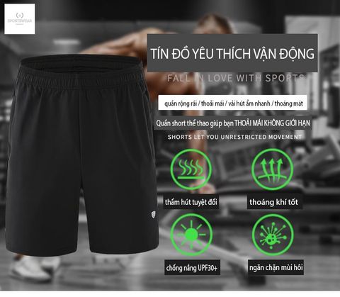  Quần short tập gym thể thao phản quang movement 