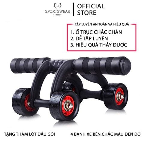  Con lăn tập cơ bụng 4 bánh bản cao cấp Sportswear Concept tặng thảm lót dụng cụ tập luyện tại nhà giúp săn chắc cơ bụng vòng eo 