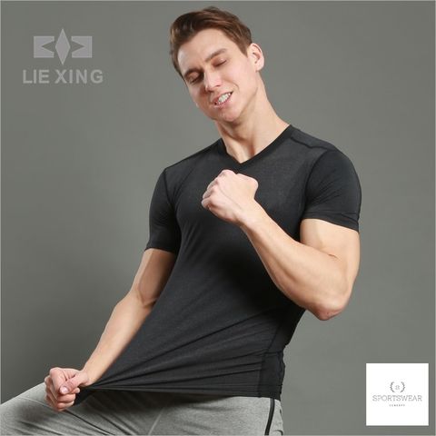  Áo tay ngắn tập gym trơn Lie Xing 2018 